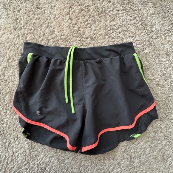 Under Armour Black Shorts with Neon Accents - Picture 1 of 4